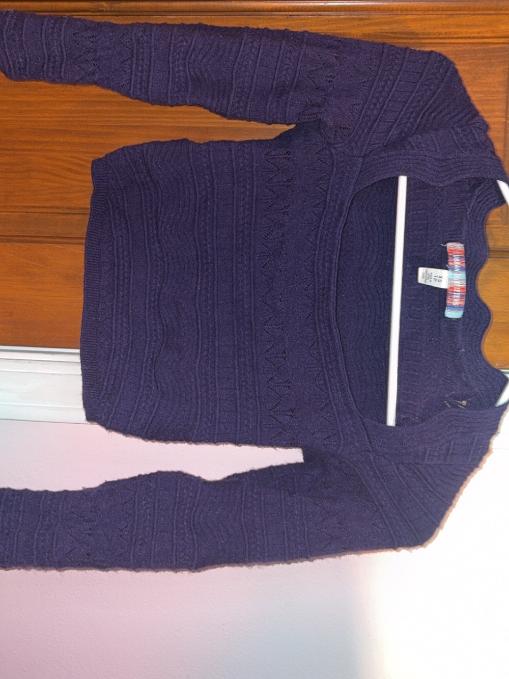 Women's Purple Cable-Knit Sweater -Size: XS
